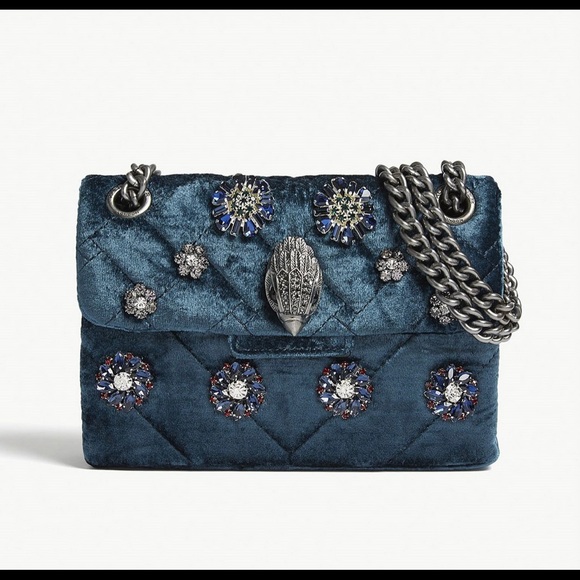 Kurt Geiger London Mini Kensington Embellished Velvet Crossbody Bag - Picture 2 of 8